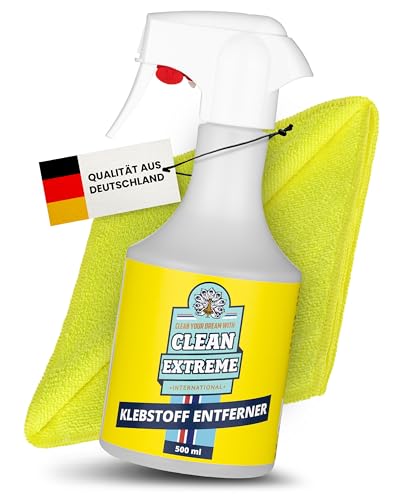 CLEANEXTREME Klebstoffentferner Auto | 500 ml im Set mit Mikrofasertuch | Zum Entfernen von Klebstoff Resten, Dichtstoff, Silikonöl - für Lack, Kunststoff, Gummi, Glas, Chrom und vieles mehr von CLEANEXTREME