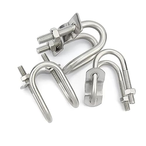 CLENEA Doppelte U-förmige Klemme aus Edelstahl 304/U-förmige Schraube/U-förmige Kreuzschraube/Spezialförmige Rohrklemme/Für Aquakultur (Size : 1set M6x25x32) von CLENEA