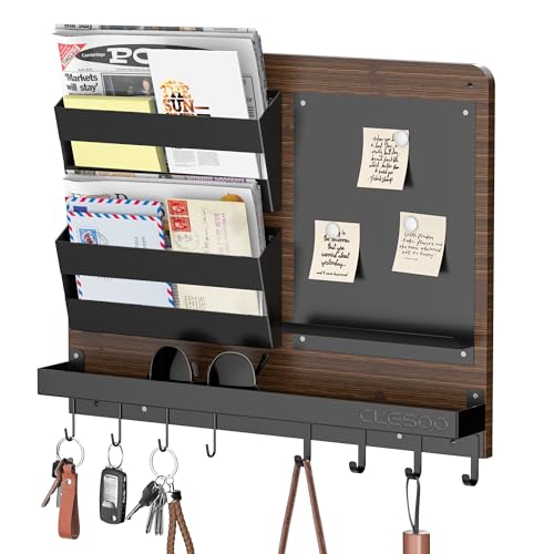 CLESOO Schlüsselbrett mit Ablage & Briefhalter 8 Schlüsselhalter Wand Briefablage mit 2 Posthalter, Memoboard- Schlüsselleiste Schlüsselboard Dekoration Schlüsselhaken für Verbindungsgang Flur CLESOO Schlüsselbrett mit Ablage & Briefhalter 8 Schlüsselhalter Wand Briefablage mit 2 Posthalter, Memoboard- Schlüsselleiste Schlüsselboard Dekoration Schlüsselhaken für Verbindungsgang Flur von CLESOO