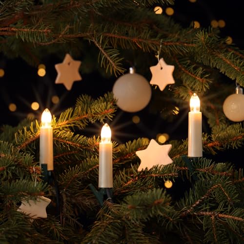 Außen Kerzen Lichterkette Original NARVA mit 20 Schaftkerzen Perlmutt 19 Meter warmweiß Tannenbaum Weihnachtsbaum Beleuchtung von CLGarden