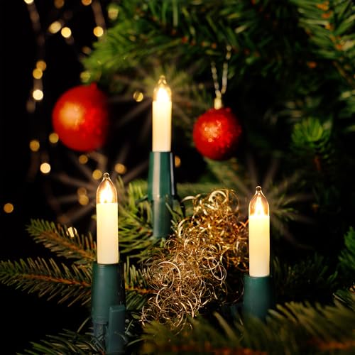 CLGarden Edition NARVA Premium Kerzen Lichterkette mit 20 mini Glas Schaftkerzen hell innen 220V Kabel grün DDR Weihnachtsbaumbeleuchtung von CLGarden