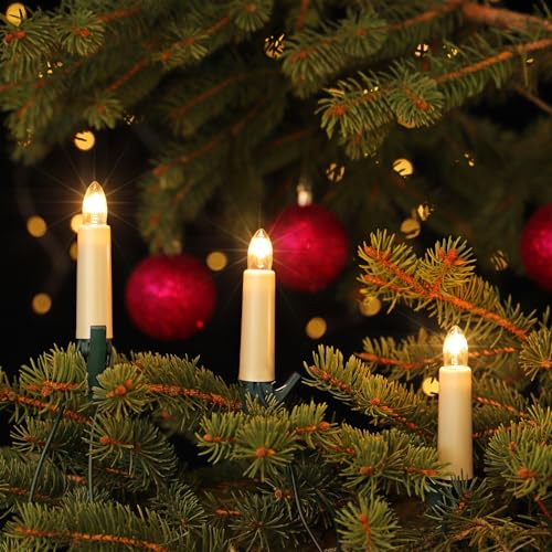 CLGarden Edition NARVA Weihnachtsbaum Kerzenlichterkette 30 große Schaftkerzen in Perlmuttoptik Innen 17,4m Made in Germany 230V inkl. 3 Ersatzlampen von CLGarden