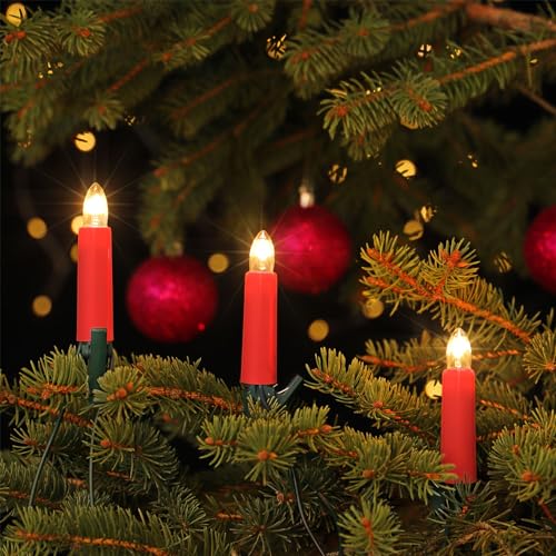 CLGarden Premium NARVA Kerzen Lichterkette für Weihnachtsbaum 30 Schaftkerzen warmweiß 17,4m beleuchtete Länge Weihnachtsbeleuchtung mit 3 Ersatzkerzen innen Handgefertigt in Deutschland von CLGarden