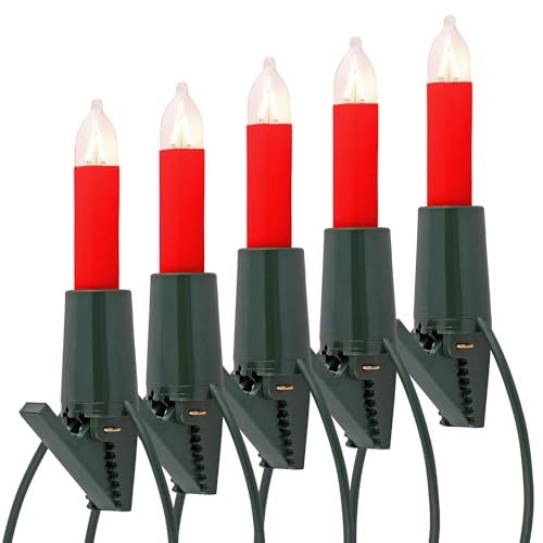 CLGarden Premium NARVA Lichterkette mit 30 roten Kerzen kleine mini Schaftkerzen Innen Weihnachtsbaum Christbaum Beleuchtung von CLGarden
