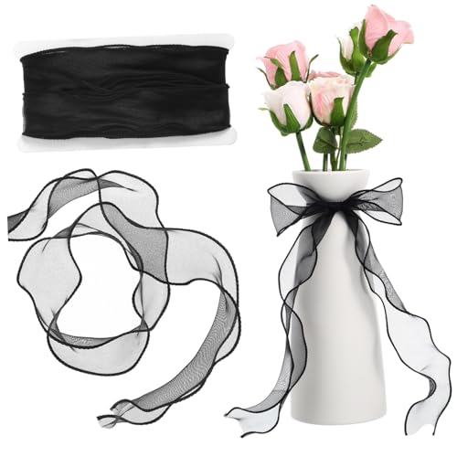 CLISPEED 1 Rolle Festivalband Wickelband Haarband Dekorativ Weißes Band Düsteres Band Bögen Bänder Zum Verpacken Heiraten Hochzeit Seide Schwarz Braut- Polyestertuch Black von CLISPEED