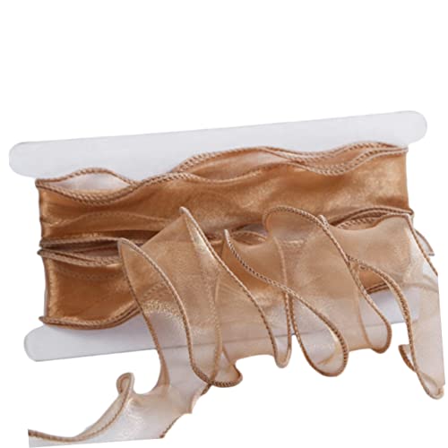 CLISPEED 1 Rolle Geschenkband Haarband Braunes Band Wickelband Band Schärpe Braut- Hochzeit Dekorativ Schleife Weihnachtsband Schnur-bastelband Brautjungfer Organza Golden Polyestertuch von CLISPEED