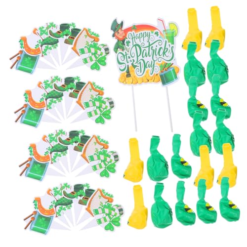 CLISPEED 1 Satz Kleeblatt-partydekorationen St Patricks Day Dekorationen Ballon-kuchendekorationen Dekorativ Festival St. Patricks Day Ballon Grüne Kuchendekorationen Klein Green Papier von CLISPEED