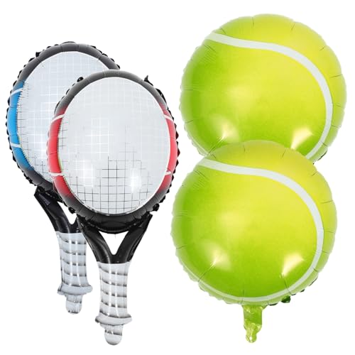 CLISPEED 1 Satz Tennisschlägerballon Junggesellin Party sortiert Riese Ballschlägerballons Tennisballdekorationen riesiges Ballspielzeug Aufblasbarer Tennisball Sportballons Aluminiumfolie von CLISPEED