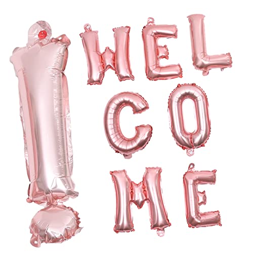 CLISPEED 1 Satz Willkommen Ballon Oh Abs Blau Helium Rosa luftballons dekoration Willkommens-Partyballons Willkommens-Schulballons Ballonparty Aluminiumfolie Rose Gold von CLISPEED