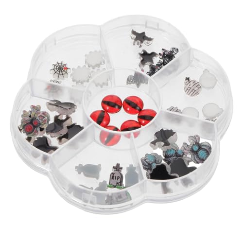 CLISPEED 1 Schachtel Halloween Nail Charms aus Stabilem Harz Niedliche DIY Maniküre Dekorationen mit Spinne Fledermaus und Geist Kreative Nagelverzierungen für Mädchen und Halloween-party von CLISPEED