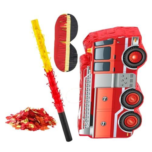 CLISPEED 1 Set Feuerwehrauto-piñata Mit Stab, Augenbinde Und Konfetti Für Geburtstagsparty, Feuerwehrmann, Kindergeburtstag, Babyparty, Partyzubehör CLISPEED 1 Set Feuerwehrauto-piñata Mit Stab, Augenbinde Und Konfetti Für Geburtstagsparty, Feuerwehrmann, Kindergeburtstag, Babyparty, Partyzubehör von CLISPEED