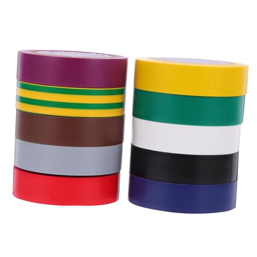 CLISPEED 10 Rollen Isolierband Elektriker Klebeband Hochtemperaturbeständig Buntes PVC Klebeband für Kabelmarkierung und Drahtbündelung im Außenbereich CLISPEED 10 Rollen Isolierband Elektriker Klebeband Hochtemperaturbeständig Buntes PVC Klebeband für Kabelmarkierung und Drahtbündelung im Außenbereich von CLISPEED