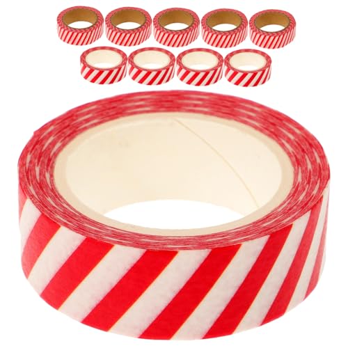 CLISPEED 10 Rollen Weihnachtspapier Klebeband mit Roten Streifen Washi Tape für DIY Basteln Geschenkverpackung Partydeko Leicht Sicher für Schule und Büro CLISPEED 10 Rollen Weihnachtspapier Klebeband mit Roten Streifen Washi Tape für DIY Basteln Geschenkverpackung Partydeko Leicht Sicher für Schule und Büro von CLISPEED