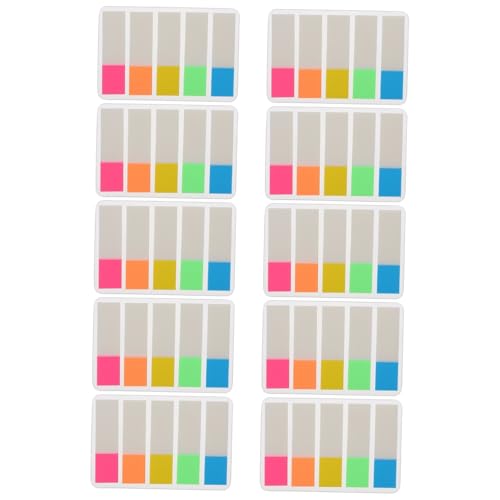 CLISPEED 10 Sätze Selbstklebende Haftnotizen Fluoreszierend Farbige Memo Pads mit Index aufklebern Praktische Notizzettel für Büro Schule Organisation Farben Tragbar und Sichtbar von CLISPEED