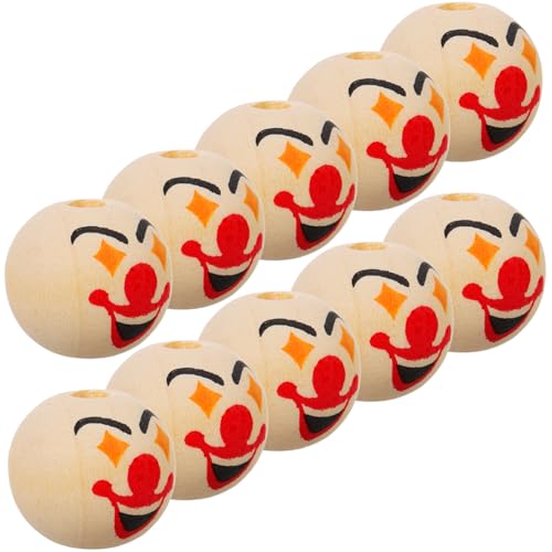 CLISPEED 10 Stück Clown Holzperlen für DIY Schmuck Bastelprojekte Kreative Gesichtsperlen für Armbänder und Ohrringe Zubehör für Bastelkurse und Geburtstagsfeiern von CLISPEED