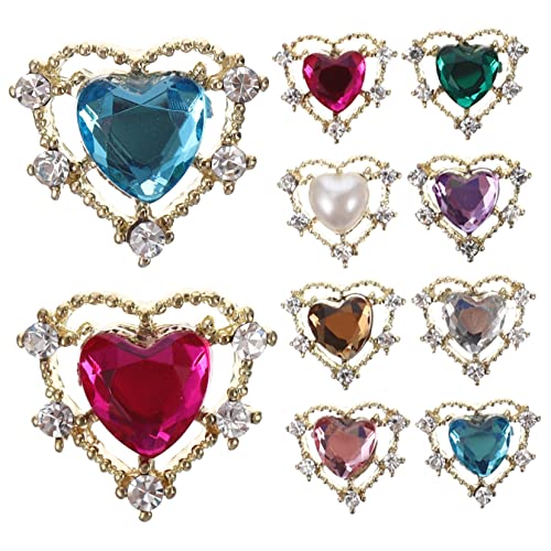CLISPEED 10 Stück Herz Nagelcharms Strasssteine DIY Maniküre Schmuckzubehör für Kreative Nageldesigns für Valentinstag und Bastelprojekte Zufällige Farbe Zufällige Farbe von CLISPEED