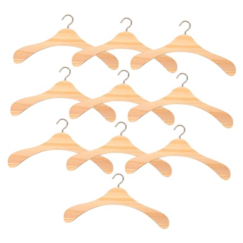 CLISPEED 10 Stück Mini -Holzkleidung Rack Kleiderbügel für Puppen Babypuppenbügel Kleiderbügel für Babypuppen Kleidungsstück holzig Kleidung für Puppen Bjd Mini-Kleiderbügel Hölzern von CLISPEED