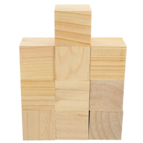 CLISPEED 10 Stück Naturholz Würfel Unbehandelte Holzblöcke für Bastelarbeiten DIY Projekte für Kunstprojekte und Dekorationen von CLISPEED
