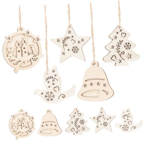 CLISPEED 10 Stück Teiliges DIY Weihnachtsdekoration Holzanhänger Unlackiert Bemalen und Aufhängen für Baum Tür Wand Weihnachtsbaumschmuck aus Zweilagigem Pappelholz CLISPEED 10 Stück Teiliges DIY Weihnachtsdekoration Holzanhänger Unlackiert Bemalen und Aufhängen für Baum Tür Wand Weihnachtsbaumschmuck aus Zweilagigem Pappelholz von CLISPEED