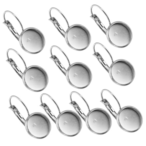 CLISPEED 10 Stück Teiliges Edelstahl Ohrhaken mit DIY Ohrhaken Tablett Basis für Schmuckherstellung für Individuelle Ohrringe mit Cabochon Tray Geeignet für Perlen und Steine von CLISPEED