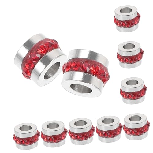 CLISPEED 10 Stück Teiliges Edelstahl Strass Spacer Perlen Rote Schmuckperlen für Armbänder Halsketten DIY Basteln Zubehör für Erwachsene CLISPEED 10 Stück Teiliges Edelstahl Strass Spacer Perlen Rote Schmuckperlen für Armbänder Halsketten DIY Basteln Zubehör für Erwachsene von CLISPEED