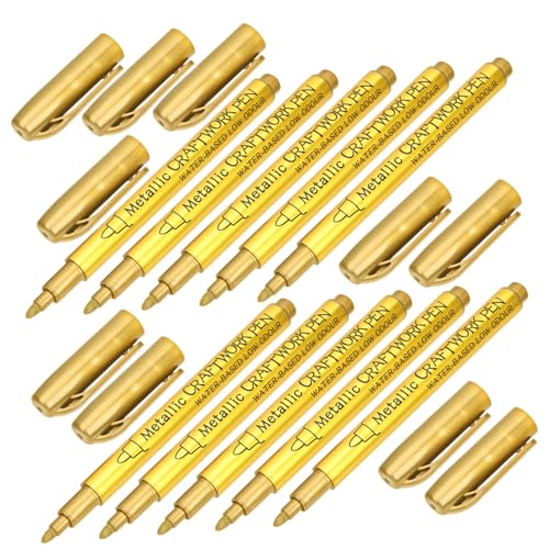 CLISPEED 10 Stück Teiliges Gold Metallic Ölbasierte Paint Marker Stifte für Stoff DIY Handzeichnung Spitze Lichtbeständig Vielseitig für Künstler und Bastler von CLISPEED