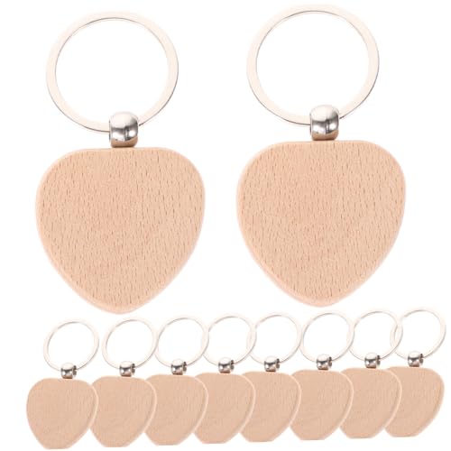 CLISPEED 10 Stück Teiliges Holz Schlüsselanhänger Rohlinge aus Buchenholz DIY Blanko Holz Schlüsselringe mit Abgerundeten Kanten Naturbelassen für Basteln und Personalisierte Dekoration von CLISPEED