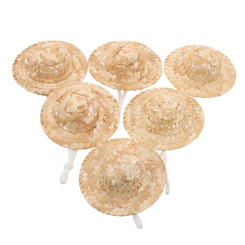 CLISPEED 10 Stück Teiliges Mini Strohhüte Handgefertigt mit Kinnriemen Atemberaubende DIY Puppenhüte für Puppenhaus Dekoration Feine Handarbeit Stylische Sonnenschutz-hüte von CLISPEED