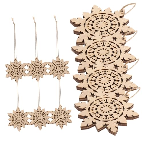 CLISPEED 10 Stück Teiliges Schneeflocken Holzanhänger für Weihnachtsdeko Gebohrte Holzscheiben zum Aufhängen Glatte Oberfläche für DIY Bastelprojekte Vielseitige Christbaumschmuck von CLISPEED