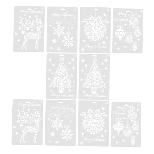 CLISPEED 10 Stück Teiliges Weihnachts Schablonen aus Flexiblem Kunststoff Wiederverwendbare Kunstvorlagen mit Filigranen Motiven für DIY Deko Fotoalben Grußkarten und Kinderzeichnungen CLISPEED 10 Stück Teiliges Weihnachts Schablonen aus Flexiblem Kunststoff Wiederverwendbare Kunstvorlagen mit Filigranen Motiven für DIY Deko Fotoalben Grußkarten und Kinderzeichnungen von CLISPEED