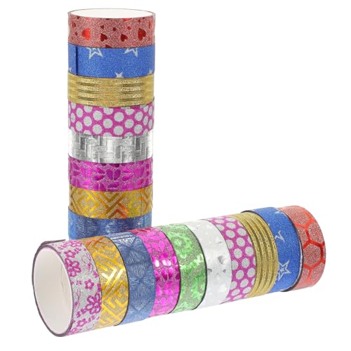 CLISPEED 100 Rollen Bunte Glitter Washi Tape Selbstklebend Leicht Ablösbar Dekoratives Klebeband für DIY Basteln Scrapbooking Partydekoration Geschenkverpackung Vielseitig Einsetzbar von CLISPEED