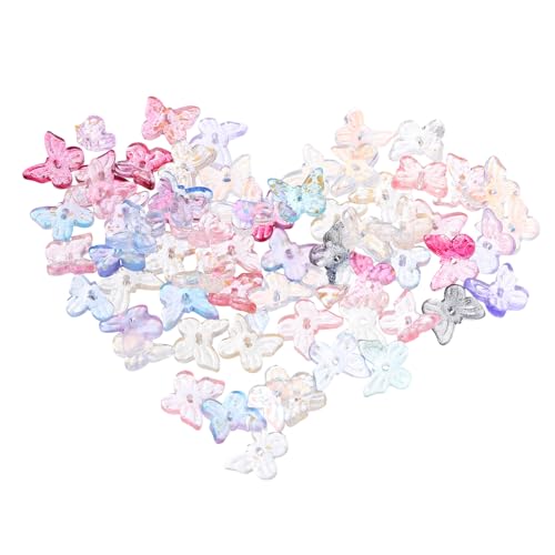 CLISPEED 100 Stück Glasperlen Schmetterling Charms Bunte Schmuckperlen DIY Schmuckherstellung Armbänder Halsketten Bastelperlen für Kreative Schmuckgestaltung von CLISPEED