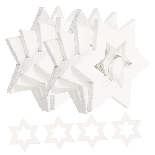 CLISPEED 100 Stück Hängende Hexagram Holzscheiben für DIY Bastelprojekte Unvollendete Holzstücke für Tischdekoration und Feste Große Weiße Sterne von CLISPEED