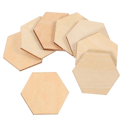 CLISPEED 100 Stück Sechseckige Holzscheiben Buchenholz Diy Bastelornamente für Hochzeiten Geburtstagsfeiern und Weihnachten Dekorative Holzformen für Kreative Projekte von CLISPEED