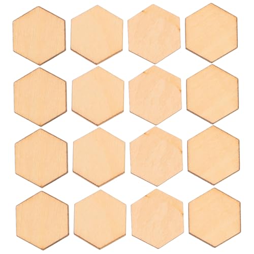 CLISPEED 100 Stück Sechseckige Holzscheiben Buchenholz für Diy Bastelarbeiten Natürliche Ornamente zur Dekoration von Hochzeiten Geburtstagsfeiern und Weihnachten von CLISPEED