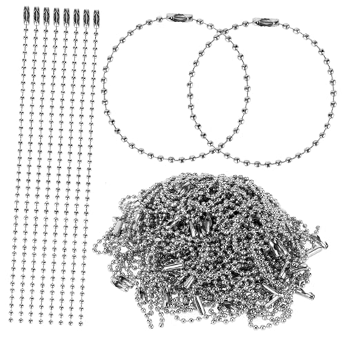 CLISPEED 100 Stück Teiliges Verstellbare Kugelkette Silber Metall Bead Connector mit Verschluss Langlebige Schlüsselanhänger Ketten für Dog Tags DIY Anhänger und Flaschenketten von CLISPEED