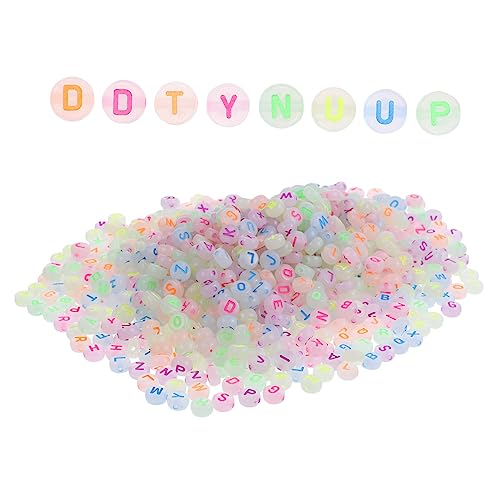 CLISPEED 1000 Stück Fluoreszierende Buchstabenperlen Bunte DIY Bastelperlen für Schmuckherstellung Leuchtende Alphabet Perlen zum Auffädeln für Armbänder und Halsketten von CLISPEED