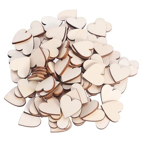 CLISPEED 100Stücke Leere Herz Holzscheiben für DIY Handwerk Glatt Geschliffen für Hochzeitsdeko und Kreative Bastelprojekte Naturholz mit Rinde von CLISPEED