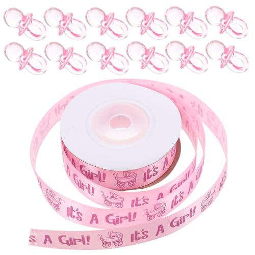 CLISPEED 100Stücke Mini Anhänger für Babyparty Deko Ornamente Pinkem Satinband für Neugeborenen Feiern Transparente von CLISPEED