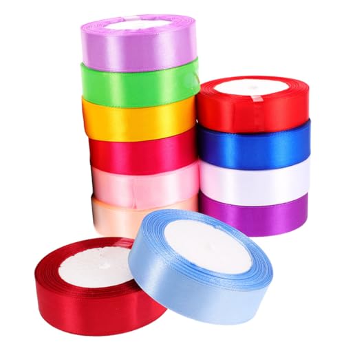 CLISPEED 12 Rollen Teiliges Geschenkband Polyester Satinband Bunte Dekobänder zum Basteln Schleifen für Geburtstag Taufe Geschenkverpackung und DIY Dekoration CLISPEED 12 Rollen Teiliges Geschenkband Polyester Satinband Bunte Dekobänder zum Basteln Schleifen für Geburtstag Taufe Geschenkverpackung und DIY Dekoration von CLISPEED