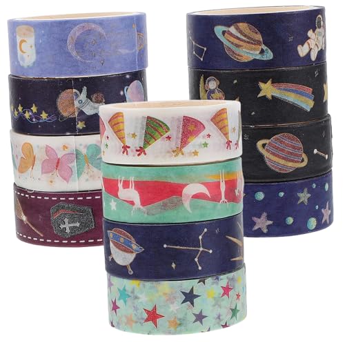 CLISPEED 12 Rollen Teiliges Sternenhimmel Washi Tape Dünnes Selbstklebendes Scrapbooking Klebeband für DIY Planer Notizbücher Geschenkdekoration und Bastelarbeiten Vielseitig Einsetzbar CLISPEED 12 Rollen Teiliges Sternenhimmel Washi Tape Dünnes Selbstklebendes Scrapbooking Klebeband für DIY Planer Notizbücher Geschenkdekoration und Bastelarbeiten Vielseitig Einsetzbar von CLISPEED