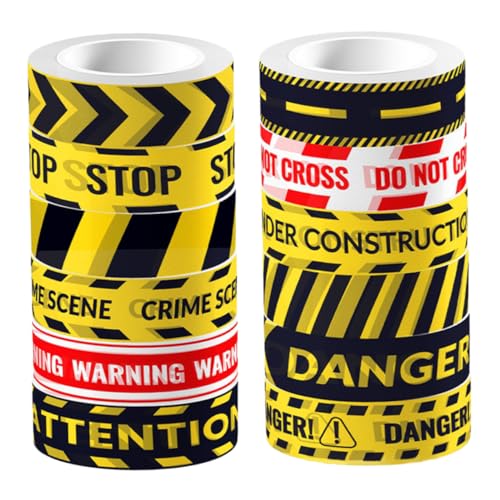 CLISPEED 12 Rollen Transparentes Washi Tape mit Caution Line Design Selbstklebend Reißfest für Scrapbooking DIY Bastelprojekte Journaling Kreative Dekoration und Vielseitige Handarbeiten von CLISPEED