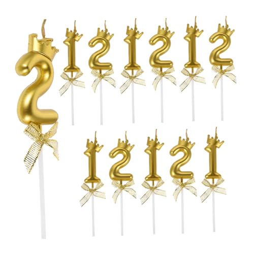 CLISPEED 12 Stück Kerzen Zum 21. Geburtstag: Stilvolle Kuchendekoration Für Partys – Goldene Ziffernkerze Mit Krone Und Schleife Für Meilensteinfeiern CLISPEED 12 Stück Kerzen Zum 21. Geburtstag: Stilvolle Kuchendekoration Für Partys – Goldene Ziffernkerze Mit Krone Und Schleife Für Meilensteinfeiern von CLISPEED
