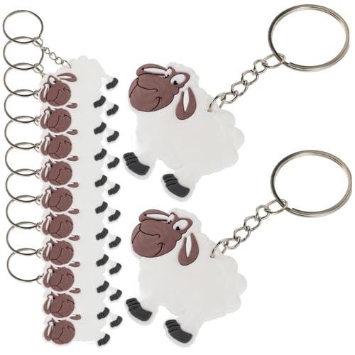 CLISPEED 12 Stück Schlüssel anhänger für Schafe Party Nutztiere Miniatur Zoo Tiere groß Schlüsselanhänger Zubehör süß Schlüsselanhänger Cartoon Schlüsselanhänger Mädchen Zinklegierung Weiß von CLISPEED