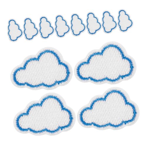 CLISPEED 12 Stück Teiliges Aufbügel Patch Wolkenform Bestickte Bügelflicken zum Aufnähen für Kleidung DIY Applikationen Dekorative Aufnäher für Jacken Jeans Hosen von CLISPEED