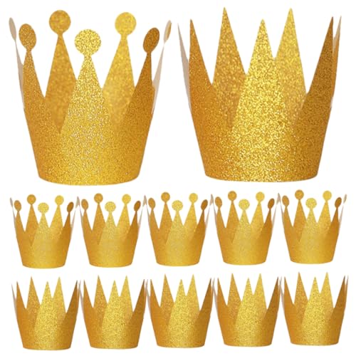CLISPEED 12 Stück Teiliges Kindergeburtstagskronen PVC Doppelseitig Glitzernd Goldene mit Prinzessin und Prinzdesign Stabile Partyhüte für Kindergeburtstag Dekorative Foto Requisiten für von CLISPEED