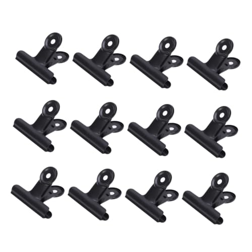 CLISPEED 12 Stück Teiliges Metall Binder Clips Schwarz Starke Büroklammern aus Stahl für Bürobedarf und Schreibwaren zur Dokumentenorganisation und Temporären Bindung von CLISPEED