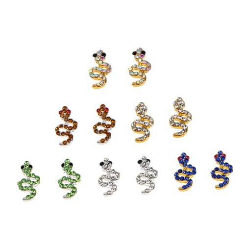 CLISPEED 12 Stück Teiliges Nagel Charms Schlangen design mit Strasssteinen Metall Nageldekorationen für Natürliche und Künstliche Nägel Funkelnde Nail Art Schmuck für DIY Nageldesign von CLISPEED