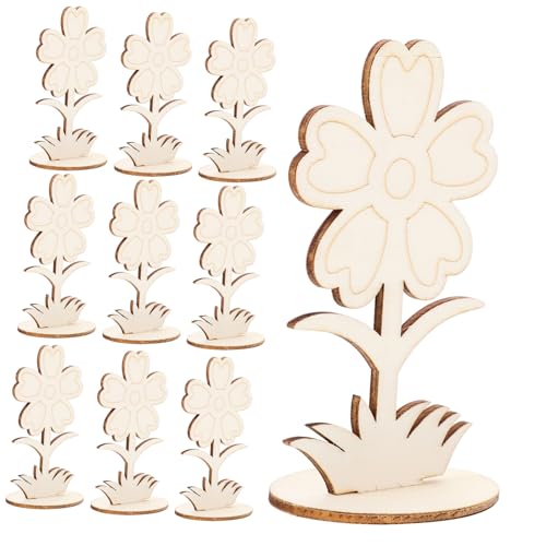 CLISPEED 12 Stück Teiliges Unvollendete Holzblumen Bastelset aus Robustem Holz Glatte Oberfläche zum Bemalen DIY Holzblumen für Kreative Dekorationen in Wohnung Büro und Bastelprojekte von CLISPEED