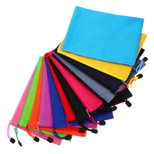 CLISPEED 12 Stück Teiliges Wasserdichter Canvas dokumententaschen mit Reißverschluss Robuste Langlebige Aufbewahrungstaschen für Schule und Büro Praktische von CLISPEED